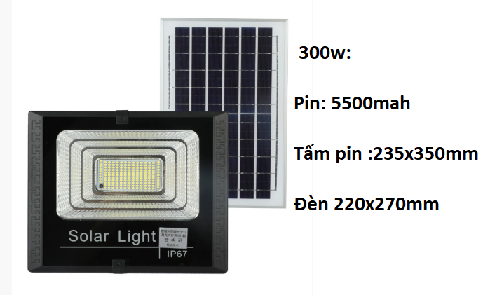 Đèn năng lượng mặt trời điều khiển đèn pha led ngoài trời không thấm nước IP67 hiển thị pin Tự động bật khi trời tối