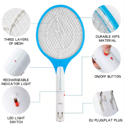 Vợt bắt muỗi bằng lưới điện,- Thiết kế nhỏ gọn, an toàn khi sử dụng