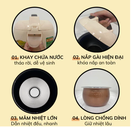 Nồi cơm điện Nk Media 1L 1,8L chính hãng, nồi nấu cơm nhanh lòng nồi chống dính 3 lớp giữ nhiệt cực lâu