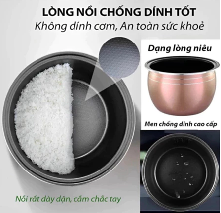 Nồi cơm điện Nk Media 1L 1,8L chính hãng, nồi nấu cơm nhanh lòng nồi chống dính 3 lớp giữ nhiệt cực lâu