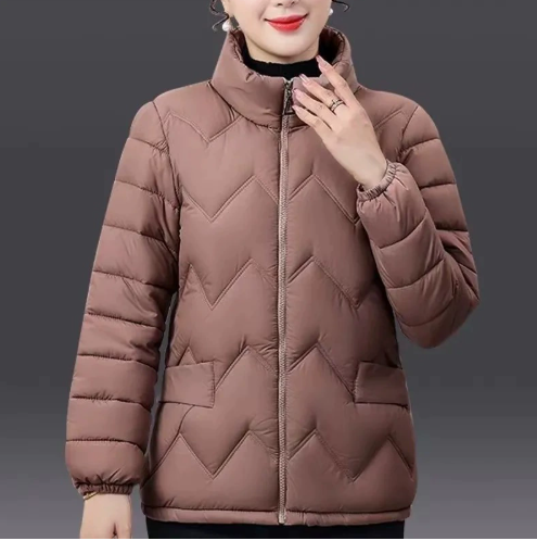 Áo khoác phao chần bông siêu nhẹ cho mẹ, cho người già, họa tiết sóng