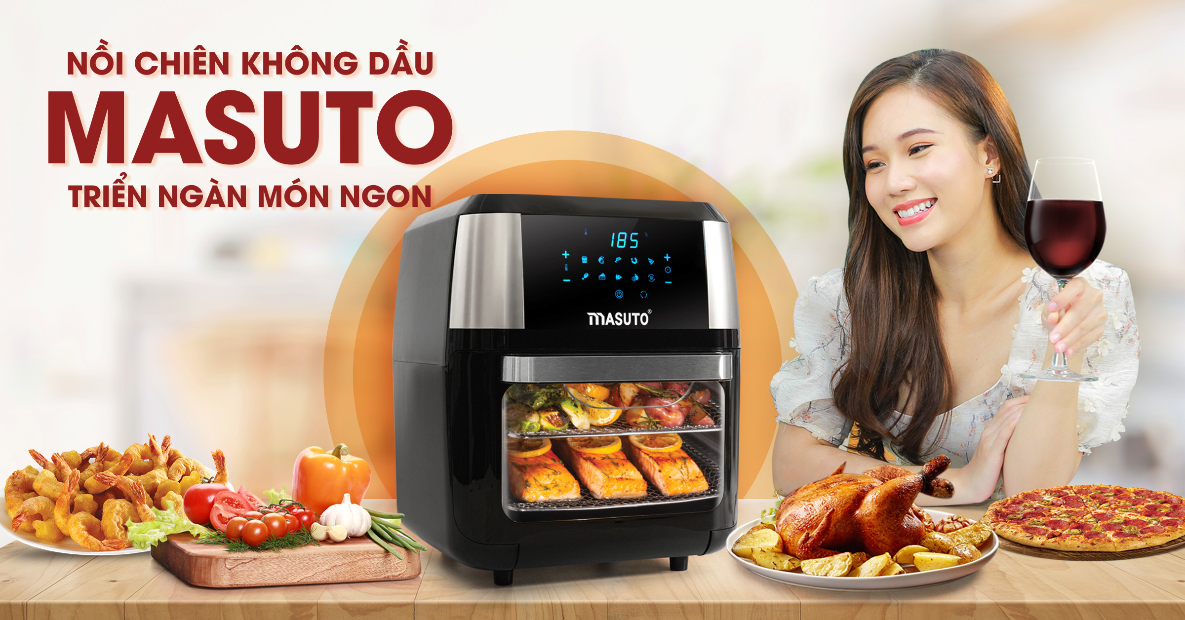Nồi chiên không dầu Air Fryer Masuto LBAF037 - 12 lít
