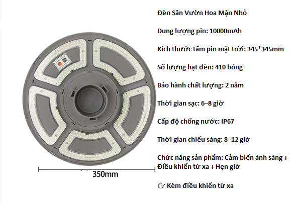 Đèn năng lượng mặt trời đĩa bay sân vườn ngoài trời hoa mận nhỏ