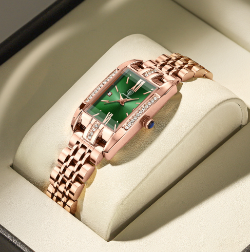 Đồng Hồ Nữ Peodagar Mặt Vuông Đính Đá đeo tay