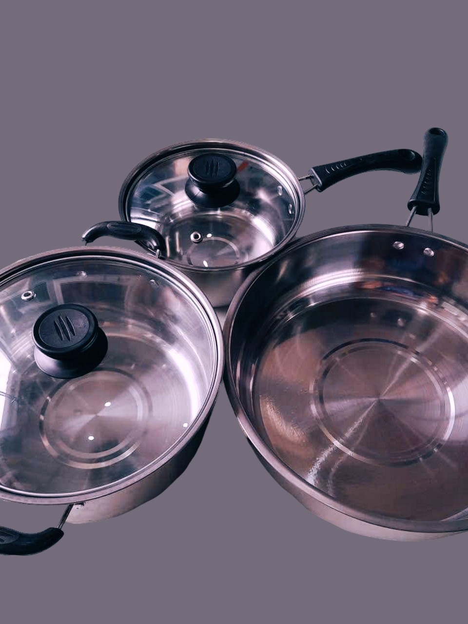 Bộ nồi xoong inox 3 -5 - 6 món 201 loại rẻ