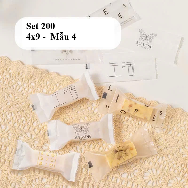 (Thanh lý) 100 Túi Kẹo Trang Trí 4x9cm Nhiều Mẫu – Túi Gói Bánh Kẹo Handmade, Túi Gói Quà Mini