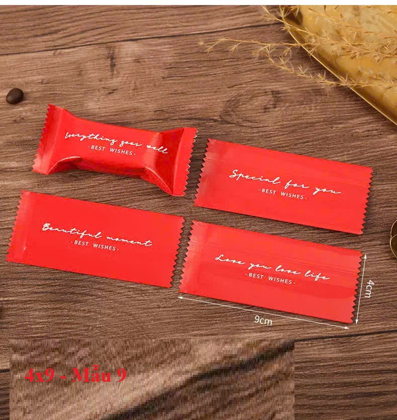 (Thanh lý) 100 Túi Kẹo Trang Trí 4x9cm Nhiều Mẫu – Túi Gói Bánh Kẹo Handmade, Túi Gói Quà Mini