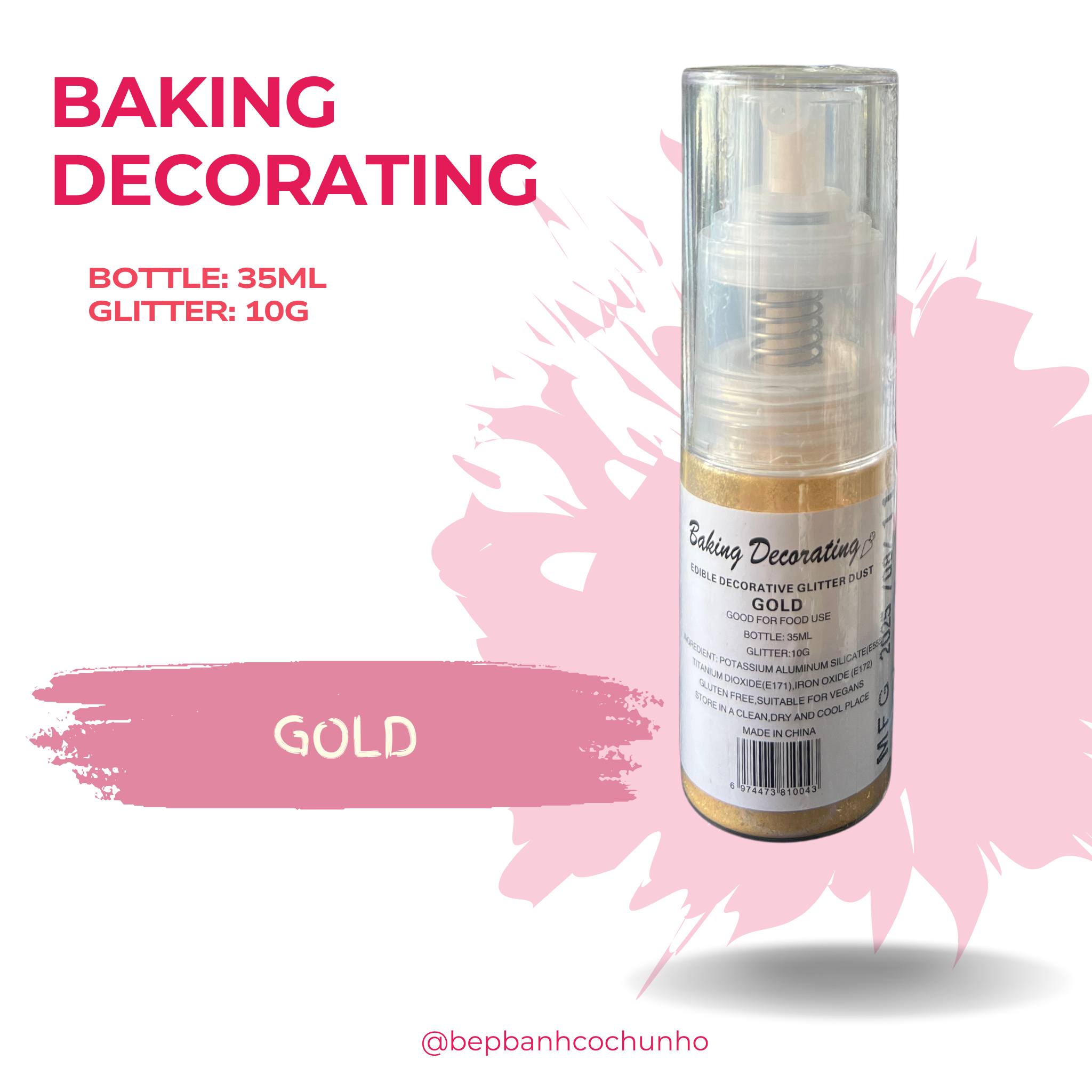 Bình xịt nhũ thực phẩm - Bình xịt nhũ thực phẩm trang trí bánh kem - tạo hiệu ứng ánh kim sang trọng