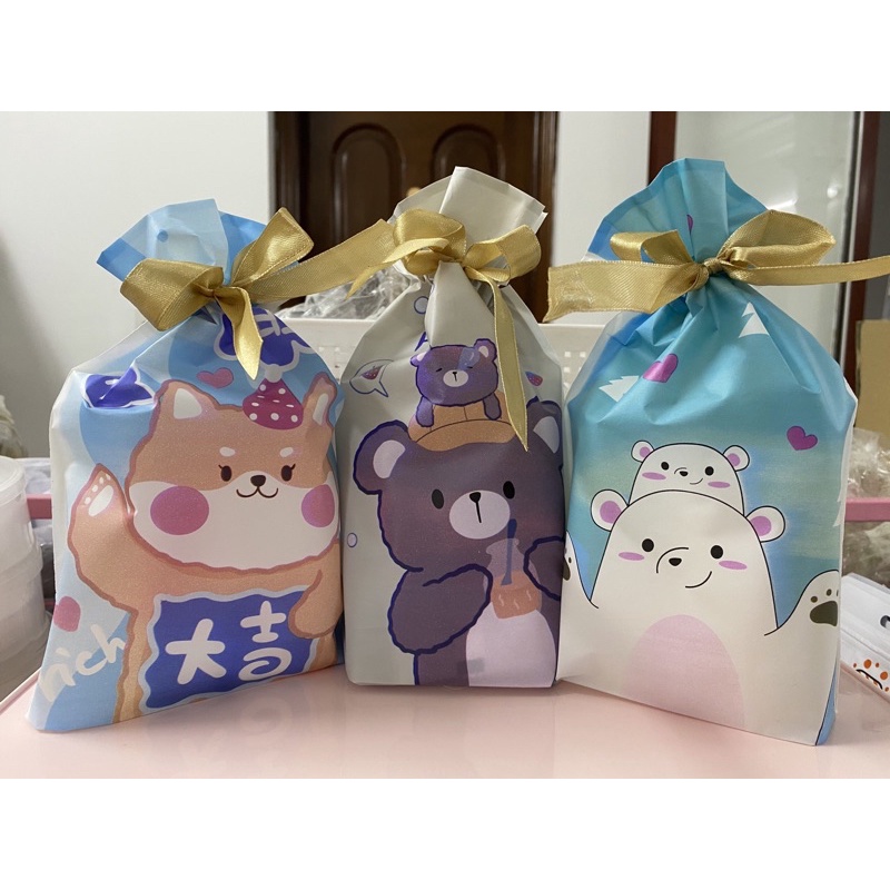 Túi đựng kẹo rút nơ các mẫu (set 50 túi)