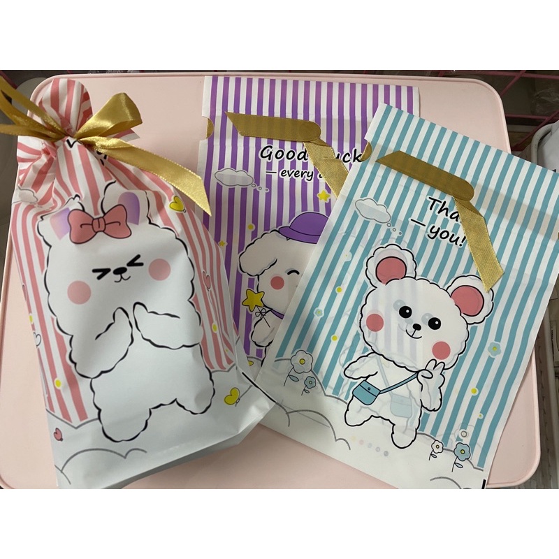 Túi đựng kẹo rút nơ các mẫu (set 50 túi)