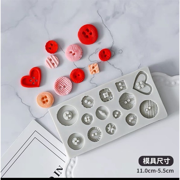 Khuôn Silicon cúc áo hình tròn vuông tim