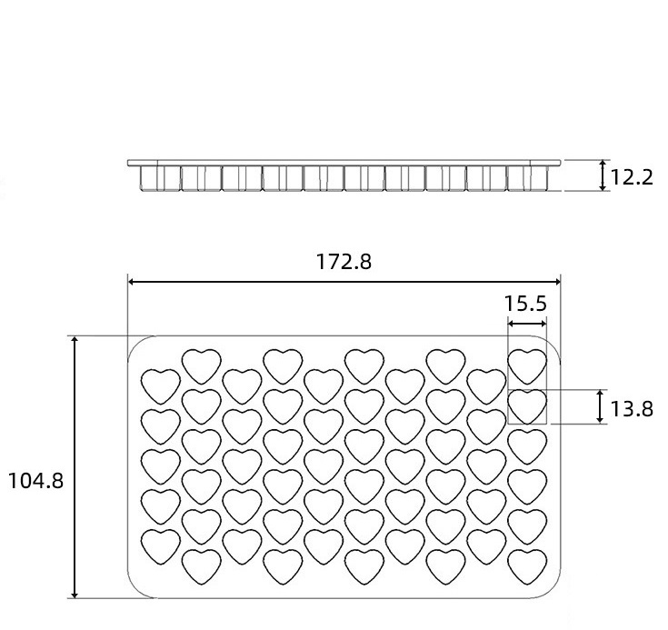 Khuôn silicon đổ socola 55 tim nhỏ (hồng, đỏ, xanh)