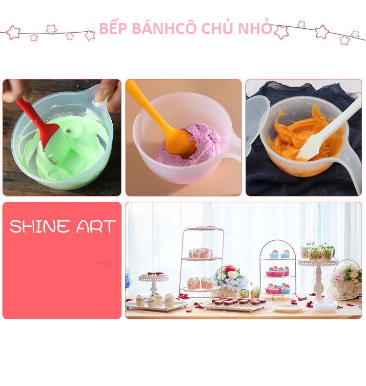 Bát nhựa trộn kem trắng kèm nắp