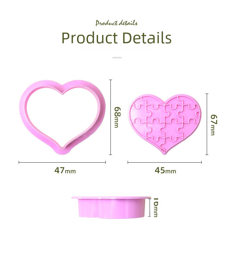 Bộ cutter nhựa hình tim 5 mặt (màu tím)