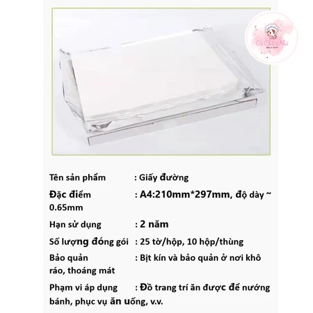 Giấy Đường In Bánh A4 Ăn Được – 25 Tờ/Hộp | In Hình Trang Trí Bánh Kem, Bánh Sinh Nhật