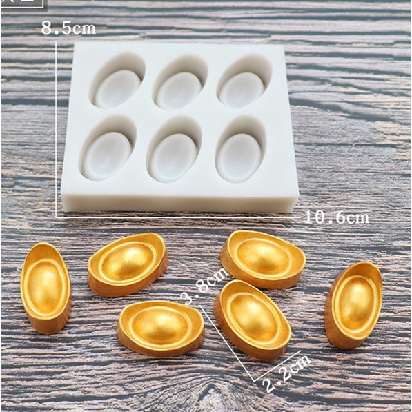 Khuôn Silicon 6 thỏi vàng