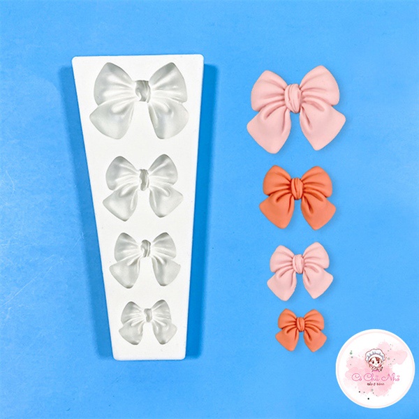 Khuôn Silicon 4 nơ kẹo mới - 3513