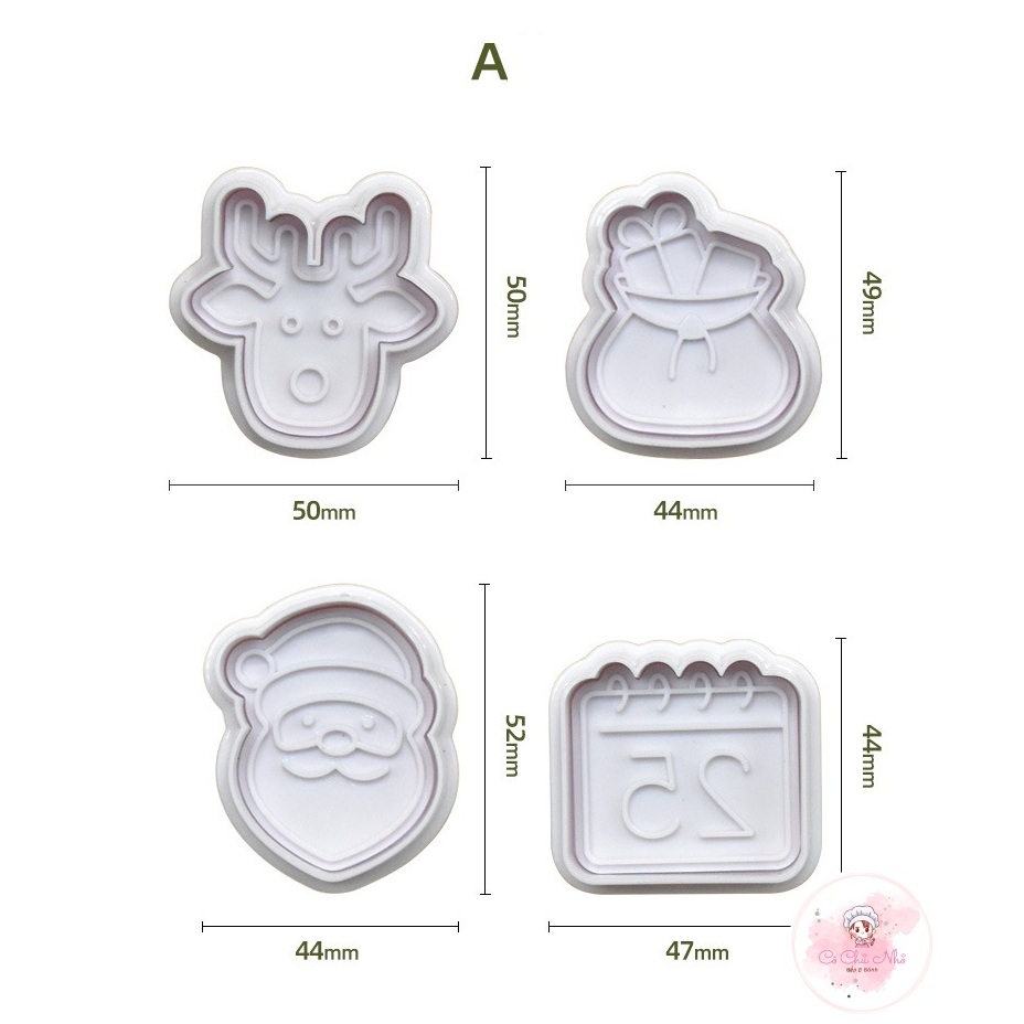 Bộ 4 khuôn nhựa nhấn giáng sinh