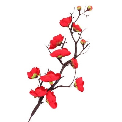 Cành đào đỏ, hồng 30cm - phụ kiện trang trí bánh kem tết