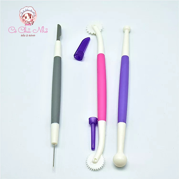 Bộ 3 dụng cụ đầu kim, dao cắt bánh tạo hình vẽ icing cookie (tool 3 món)