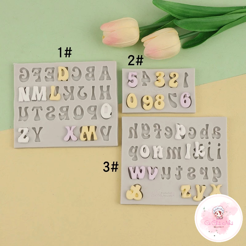 Bộ silicon số + chữ 3 cái (thường - khuôn hồng/trắng) - Bộ 3 món MM-6052