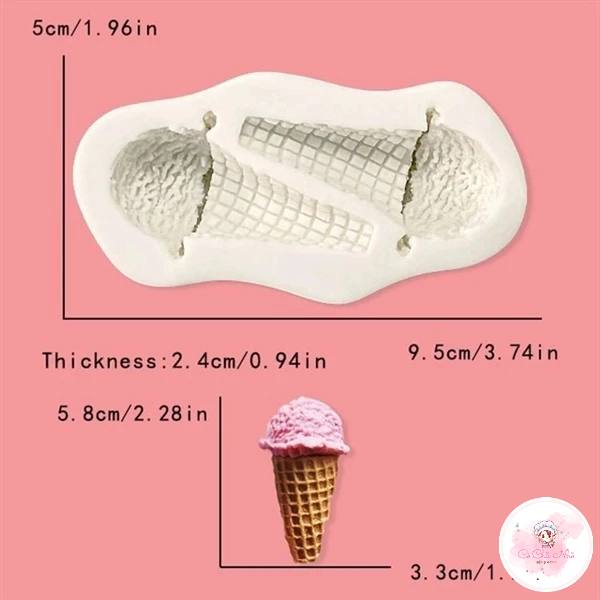 Khuôn Silicon 2 que kem ốc quế