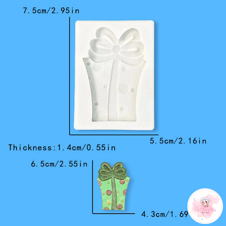 Khuôn Silicon hộp quà  - tạo hình đất sét, gumpaste, fondant
