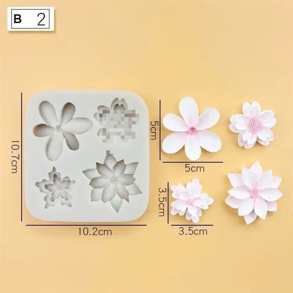 Khuôn Silicon 4 hoa vuông đẹp