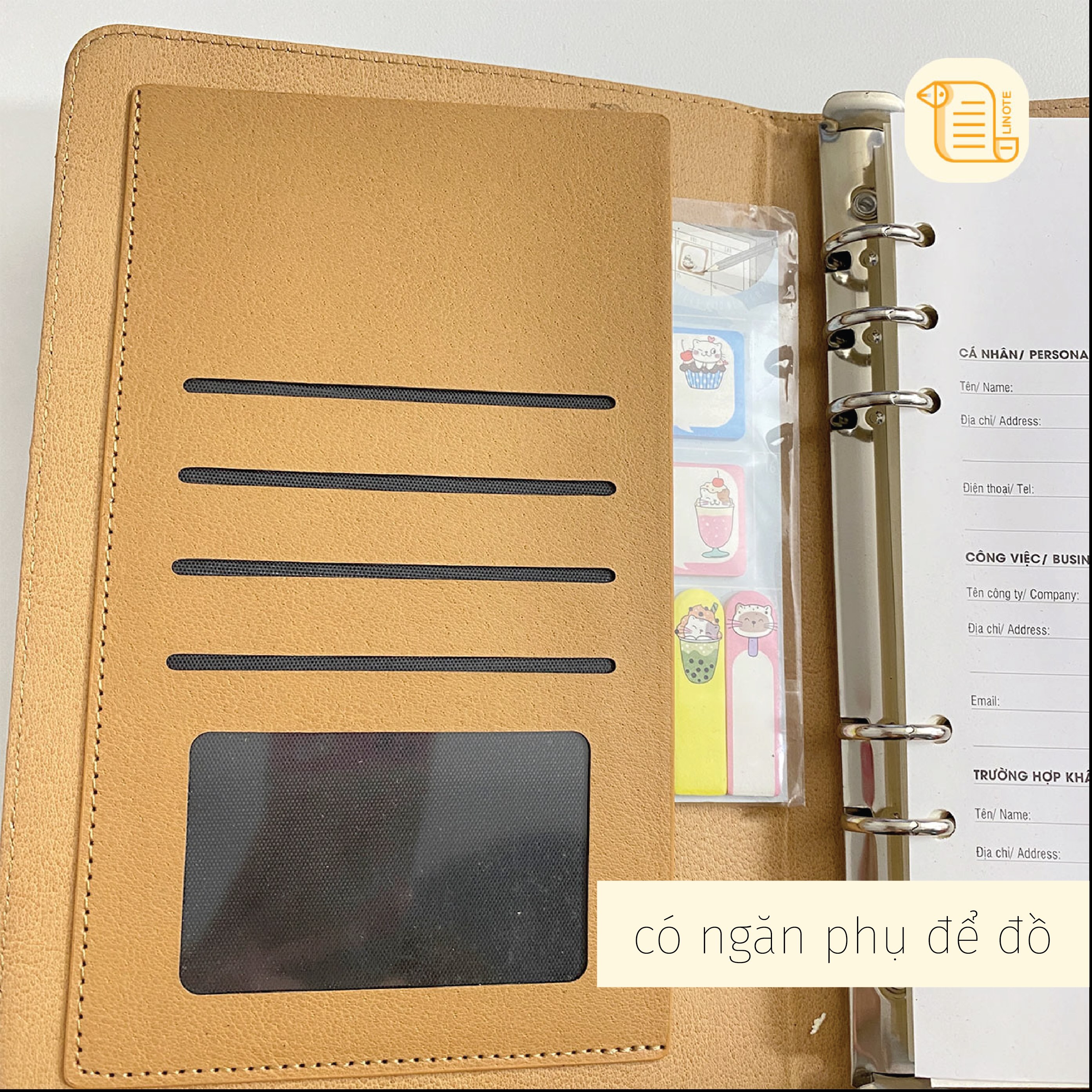 Sổ còng B5 kẻ ngang khuy cài họa tiết bìa da  70gsm, 200 trang, cài bút, để thẻ