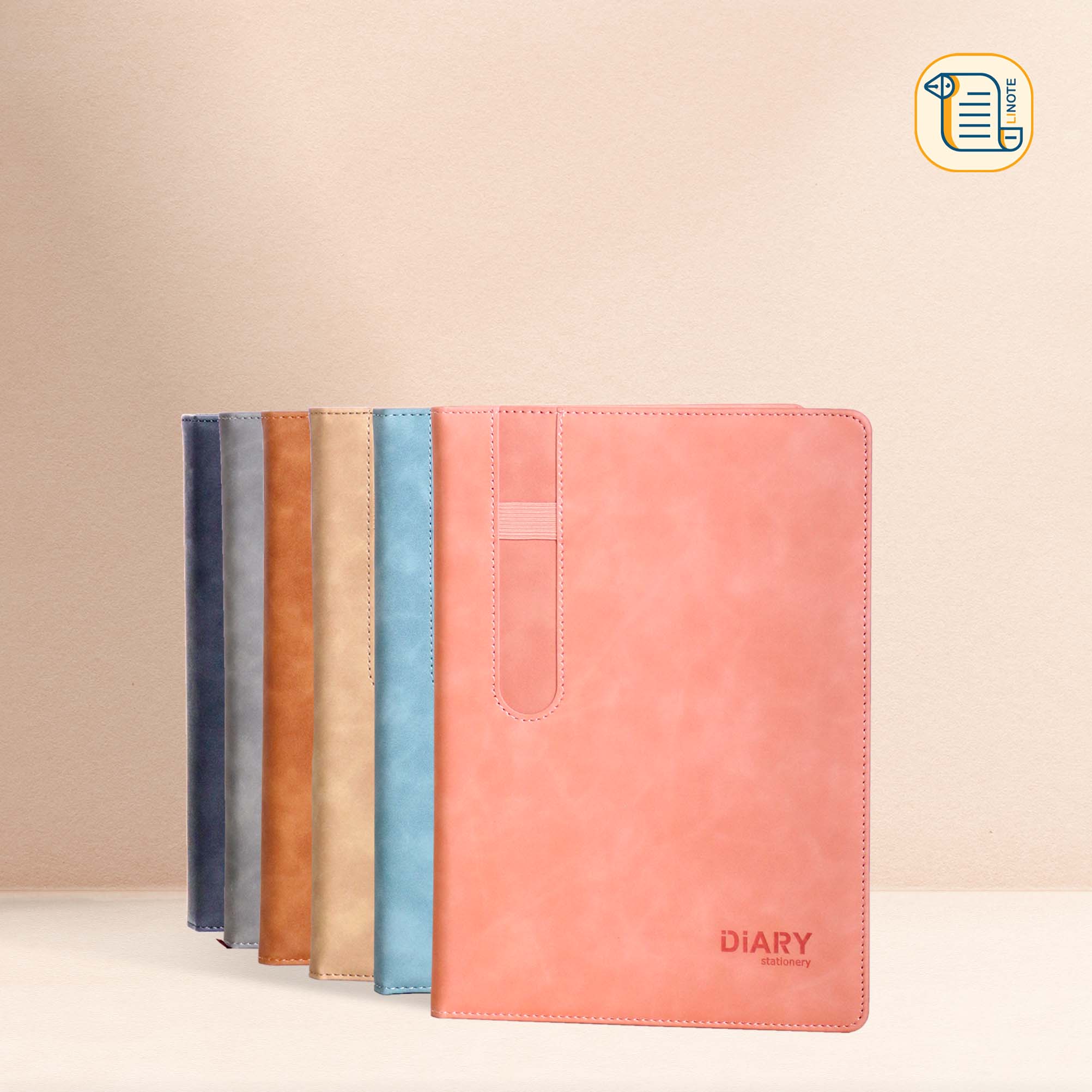 Sổ tay B5 kẻ ngang DIARY bìa da PU  70gsm, 220 trang, cài bút