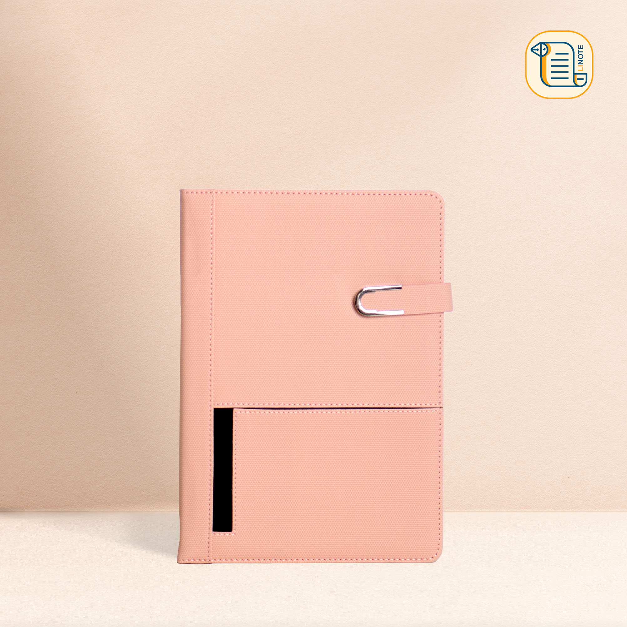 Sổ tay B5 kẻ ngang bìa da vân vải khuy từ nam châm 70gsm, 200 trang, cài bút, để thẻ