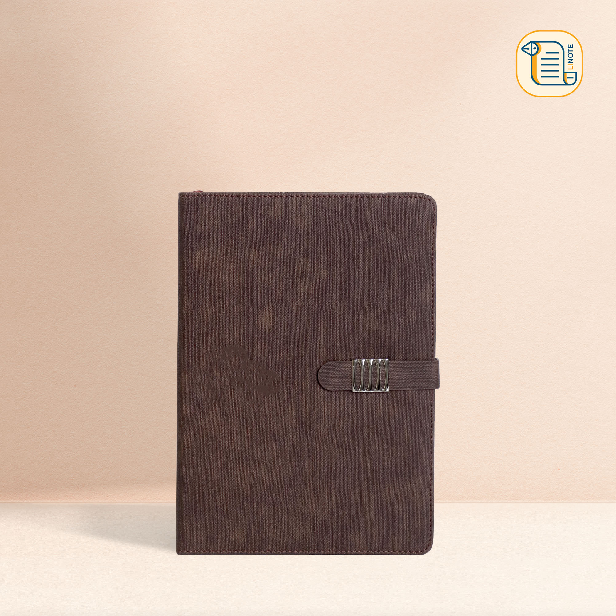 Sổ tay B5 kẻ ngang bìa da khuy từ hình chữ nhật họa tiết 70gsm, 200 trang