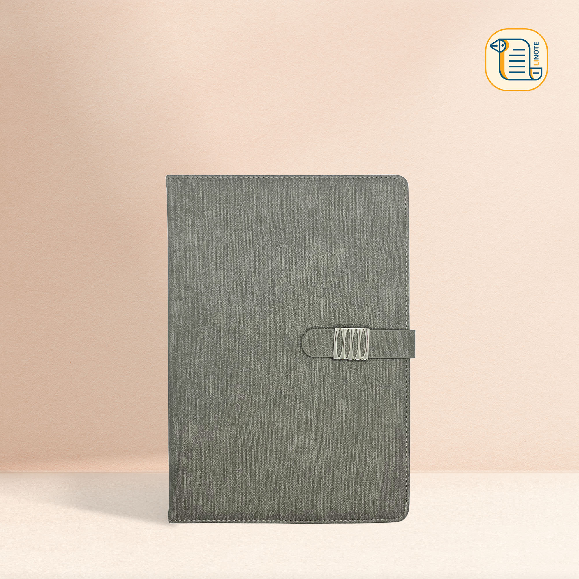 Sổ tay B5 kẻ ngang bìa da khuy từ hình chữ nhật họa tiết 70gsm, 200 trang