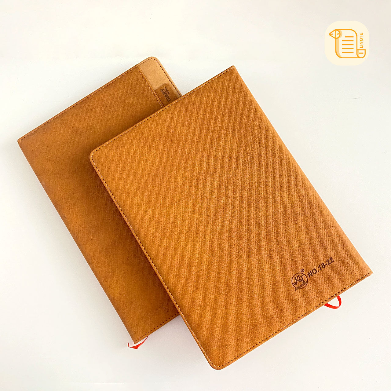 Sổ tay B5 kẻ ngang bìa da vân vải 70gsm, 200 trang, cài bút, để thẻ