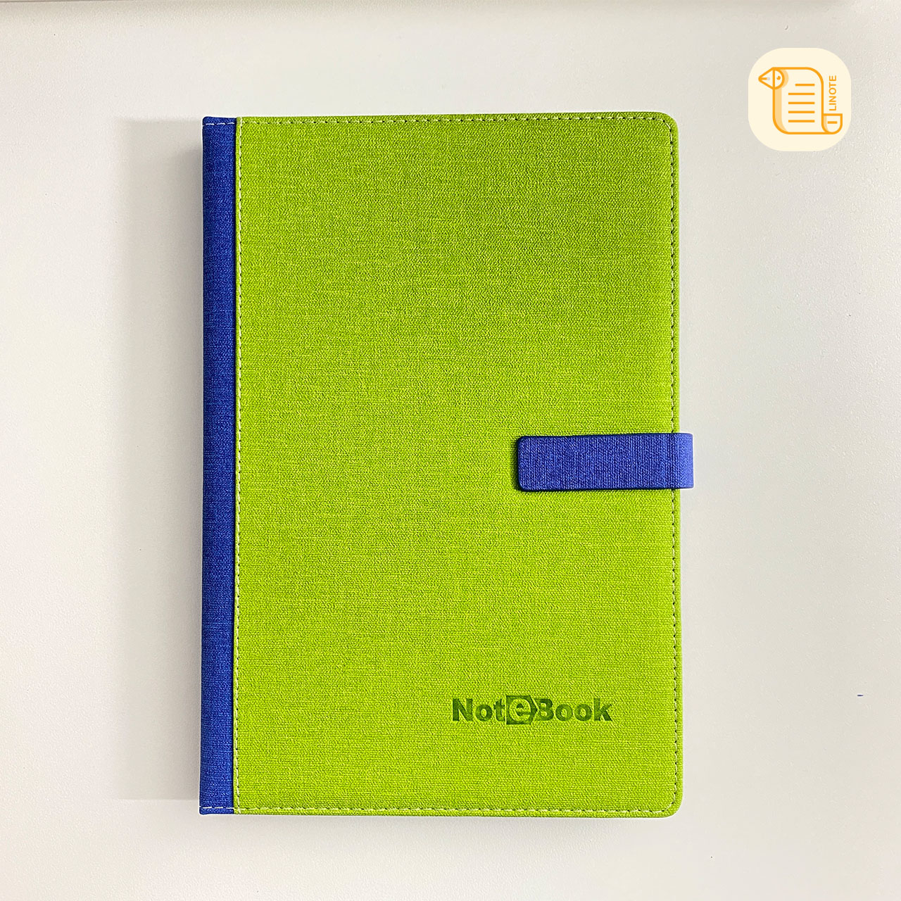 Sổ tay B5 kẻ ngang NOTEBOOK bìa da PU vân vải khuy từ 70gsm, 200 trang, cài bút