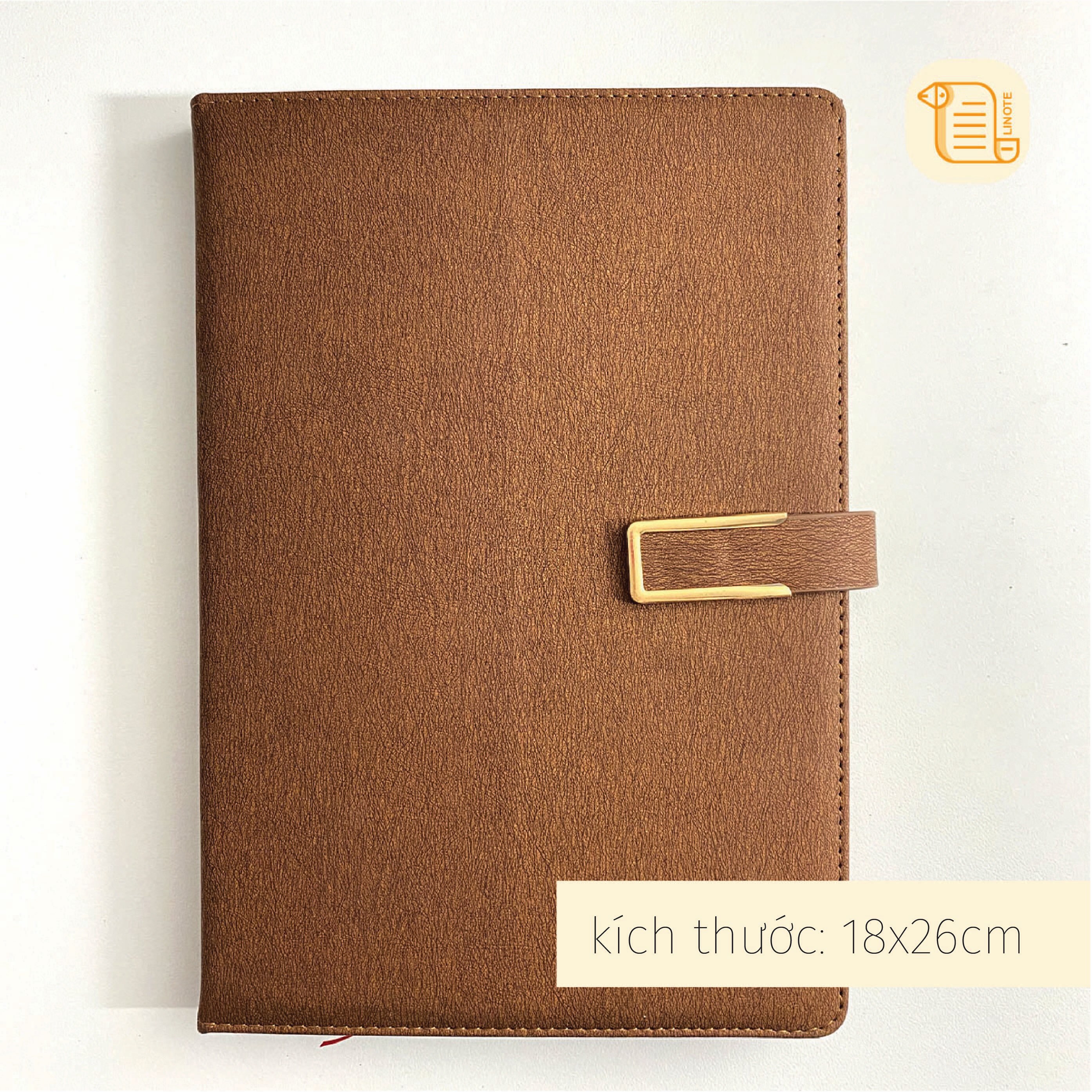 Sổ tay B5 kẻ ngang khuy từ bìa da mịn 70gsm, 200 trang