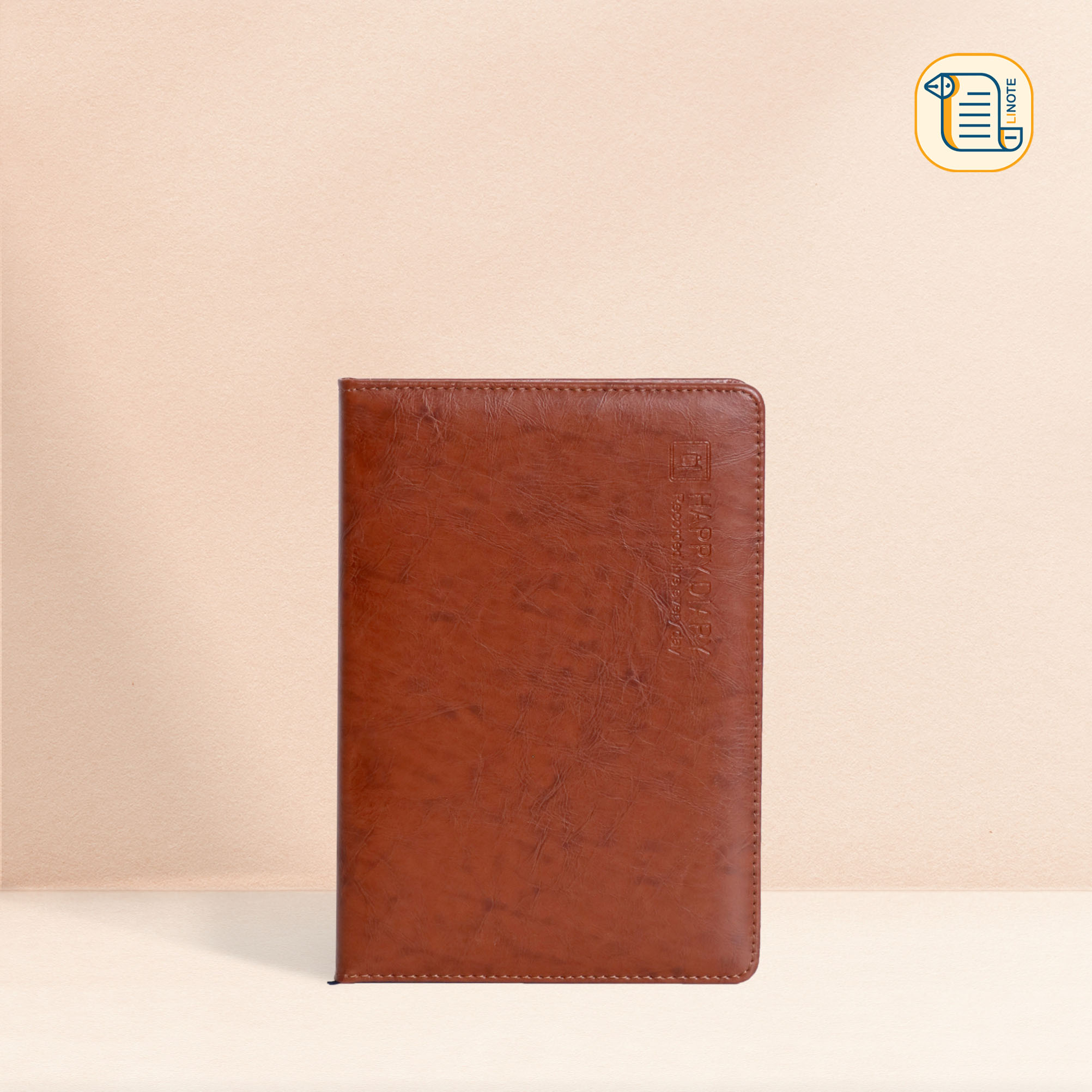 Sổ tay A6-A5-B5 kẻ ngang HAPPY DIARY bìa da 70gsm, 200 trang