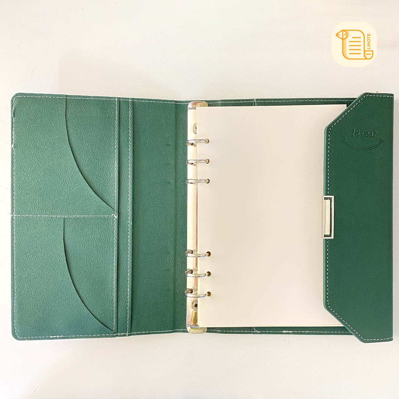 HÀNG ĐẶT Sổ còng ba khúc B5 kẻ ngang bìa da 70gsm,200 trang, ngăn phụ, khuy nam châm