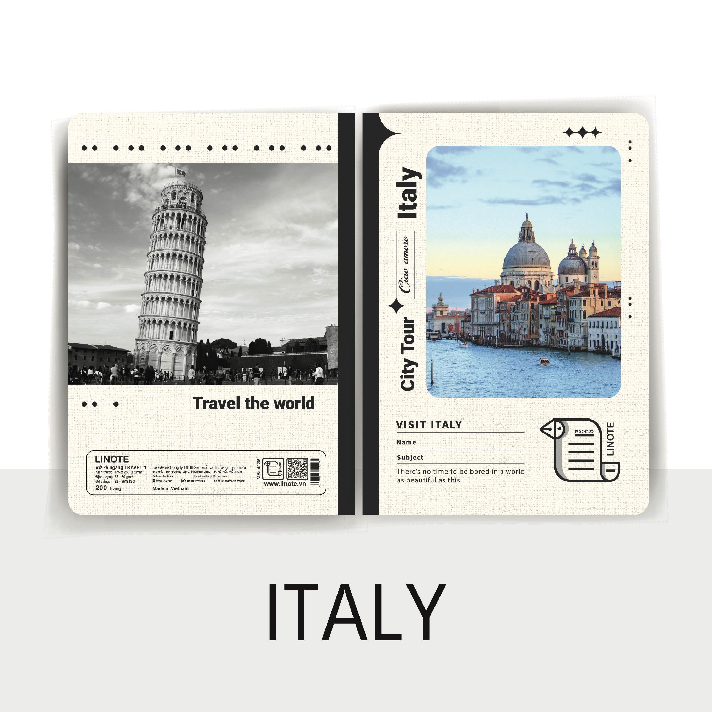 Vở kẻ ngang WORLD TRAVEL 72-200 Trang, 60gsm