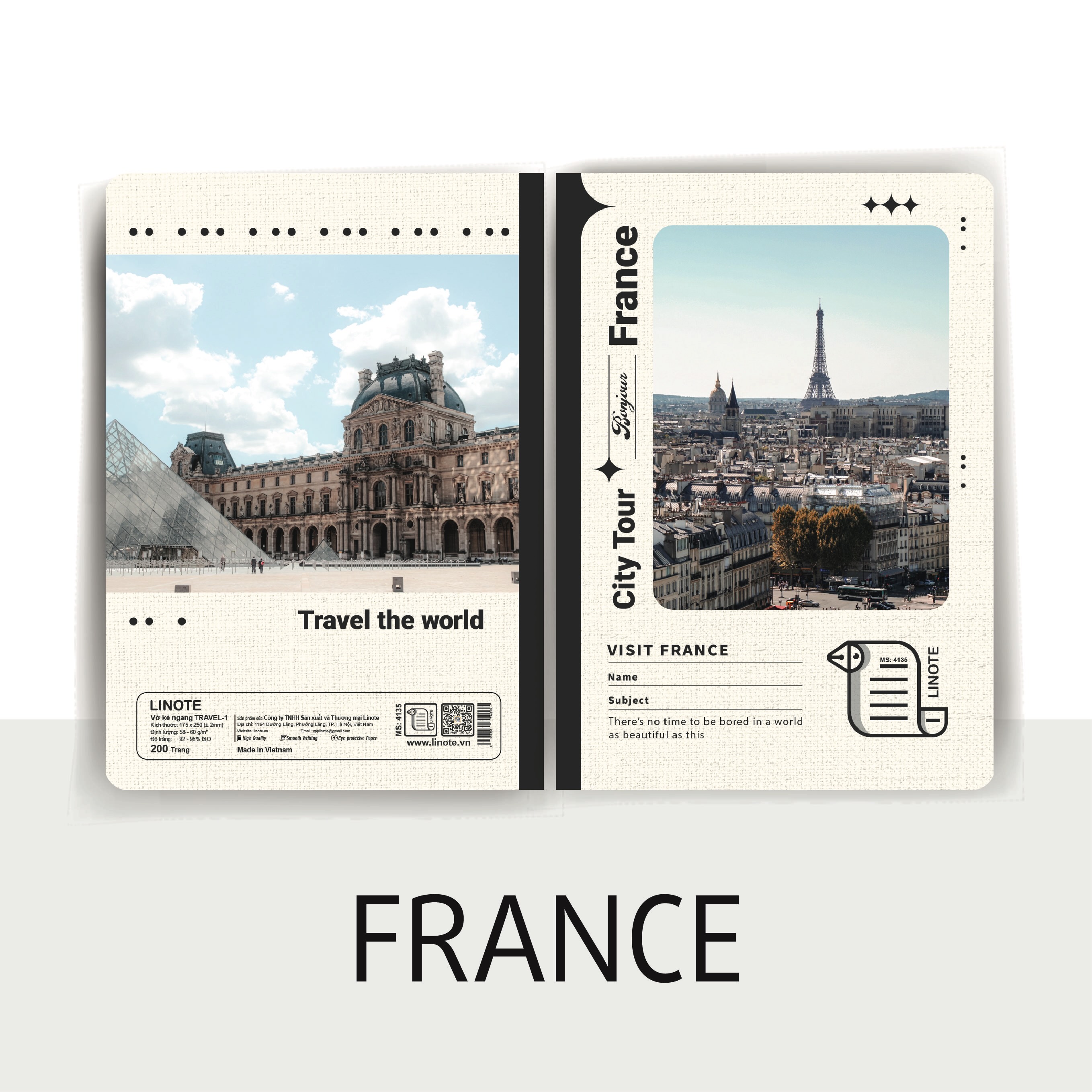 Vở kẻ ngang WORLD TRAVEL 72-200 Trang, 60gsm