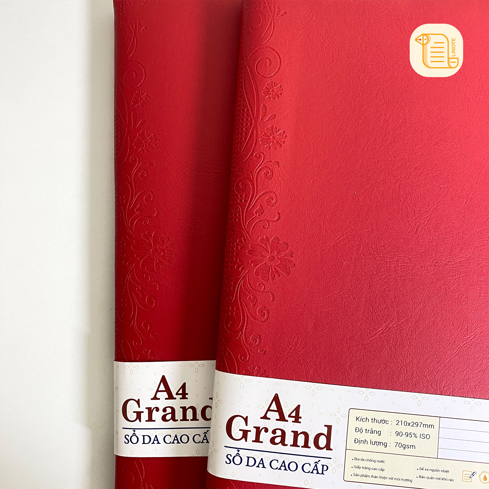 Sổ kẻ ngang A4 GRAND bìa da hoạ tiết chìm 70gsm, 500 trang