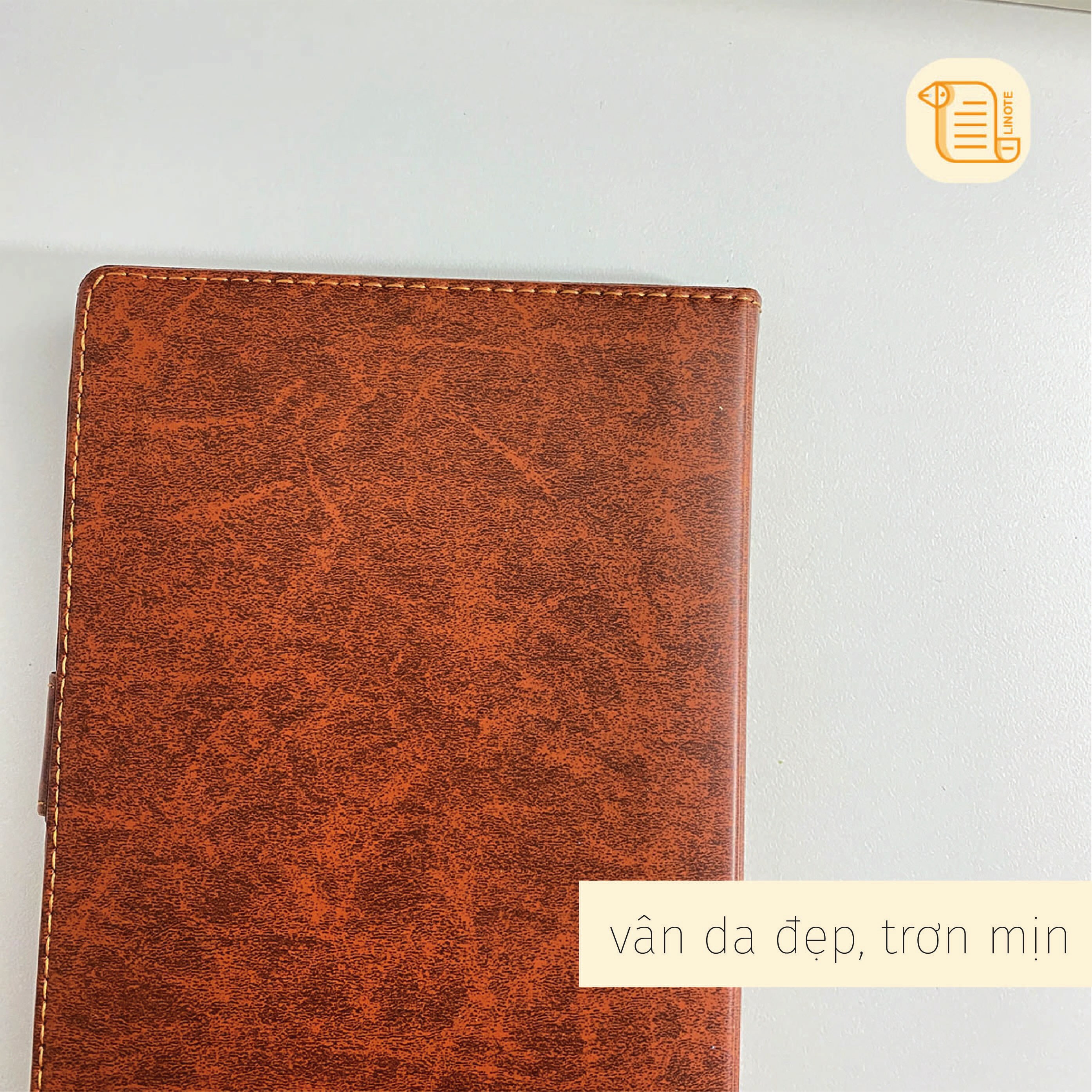 Sổ tay A6-A5-19,5x10,5 kẻ ngang DIARY bìa da khuy bấm tròn 70gsm, 200 trang, cài bút