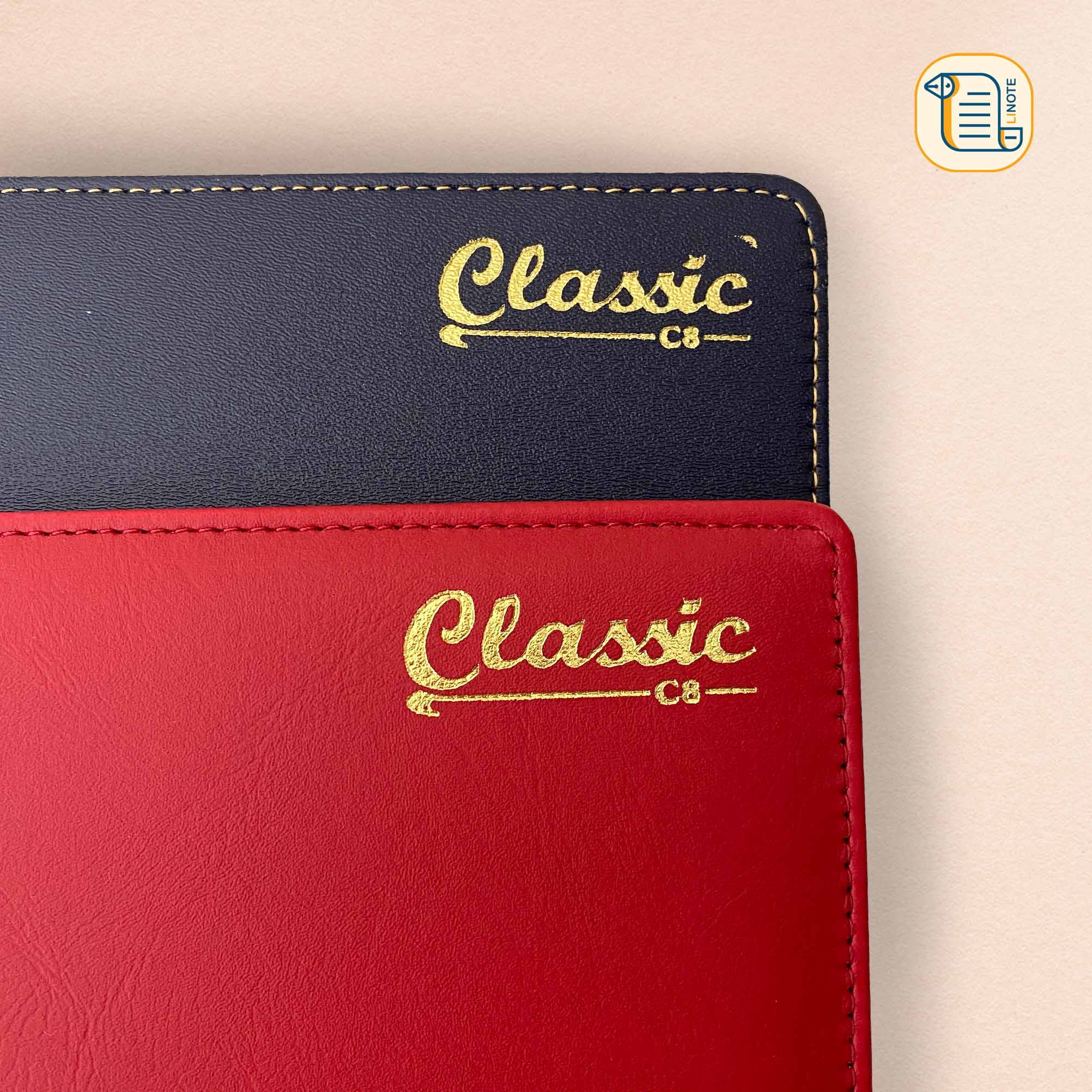 Sổ kẻ ngang Classic C8 bìa da gáy hoạ tiết chìm 70gsm, 200 trang