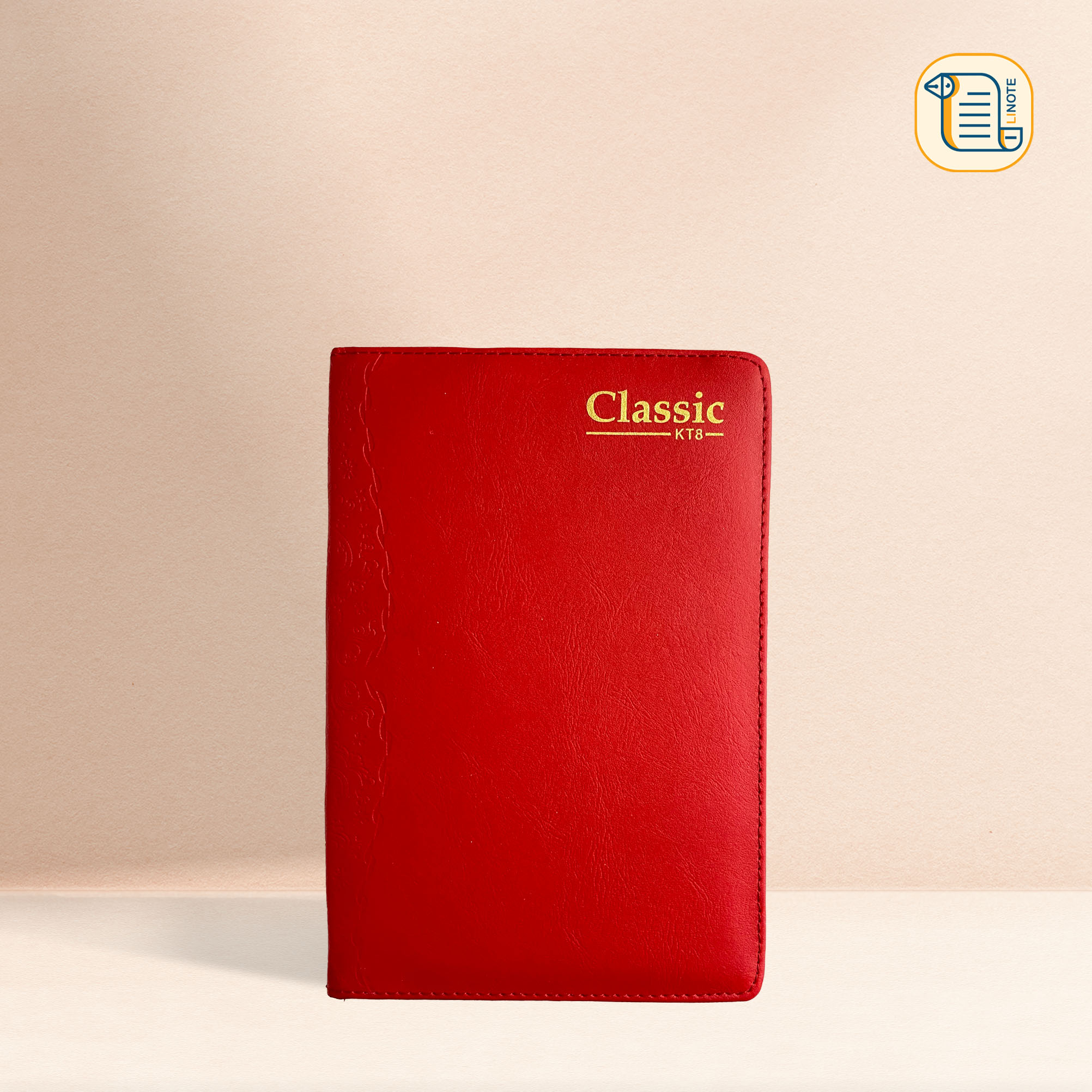 Sổ kẻ ngang KT9 bìa da hoạ tiết chìm 70gsm, 200 trang, cài bút, để thẻ