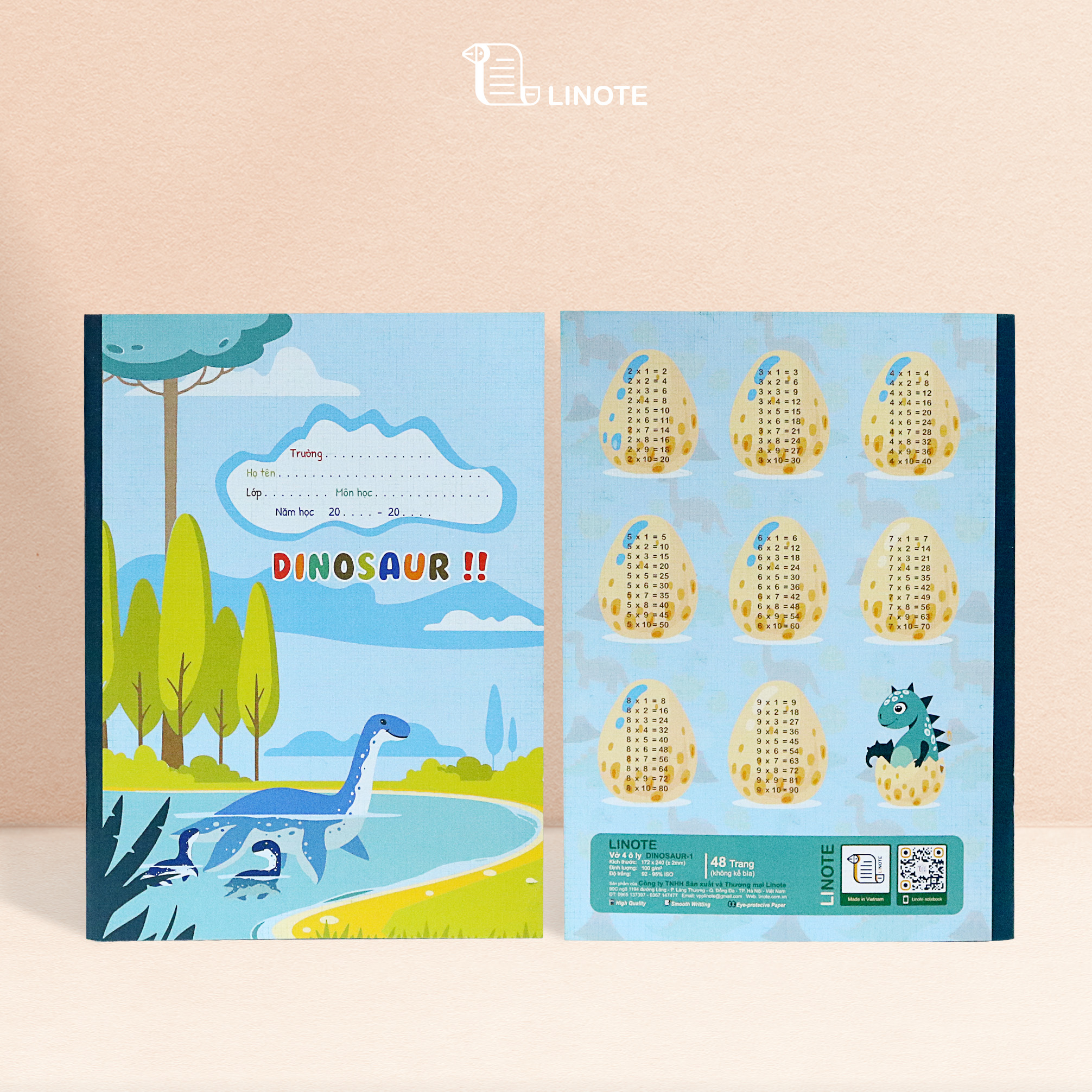 Vở 5 ô ly DINOSAUR 48-80 trang, 80gsm - 100gsm
