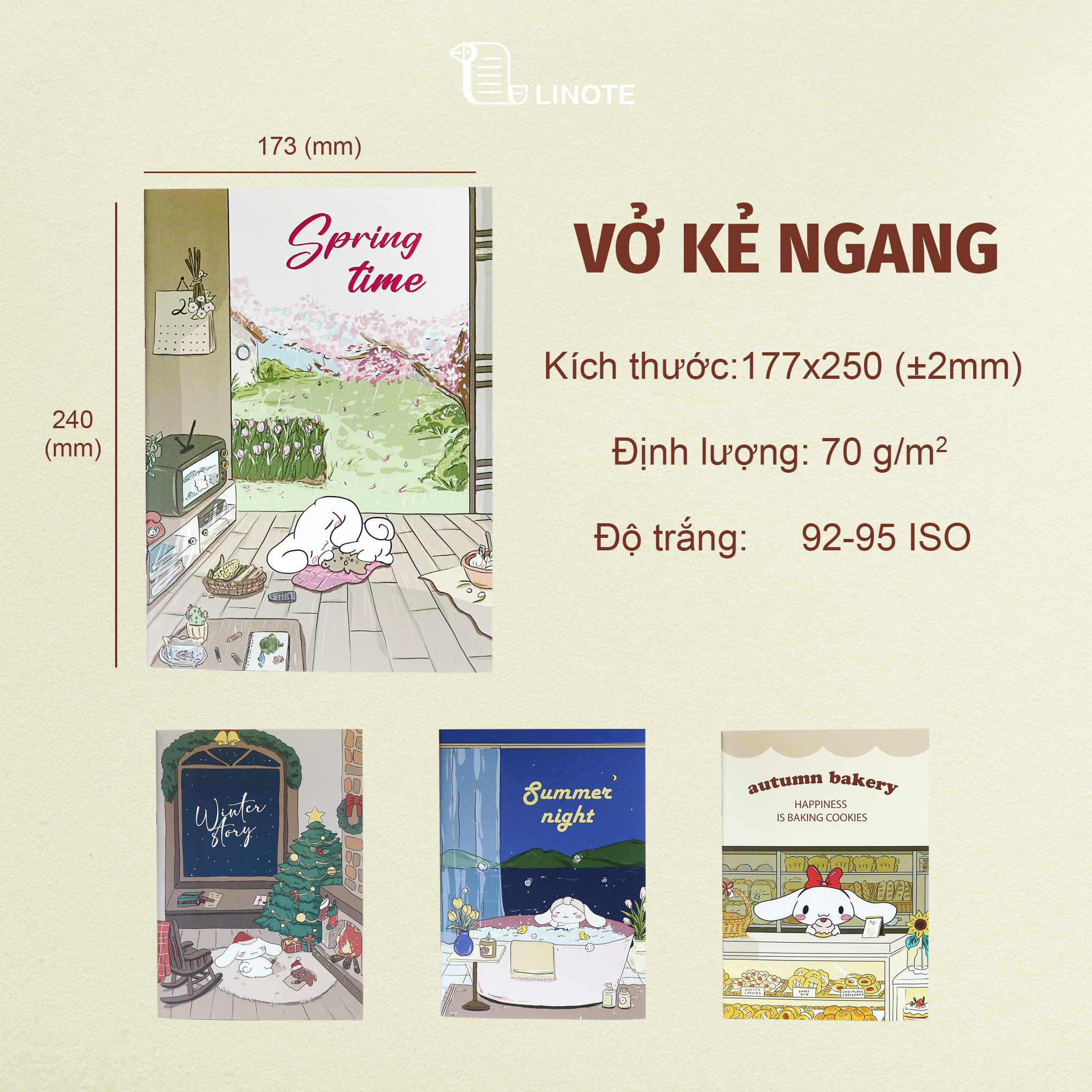 Vở kẻ ngang cao cấp FOUR SEASON 80-120 Trang, 70gsm