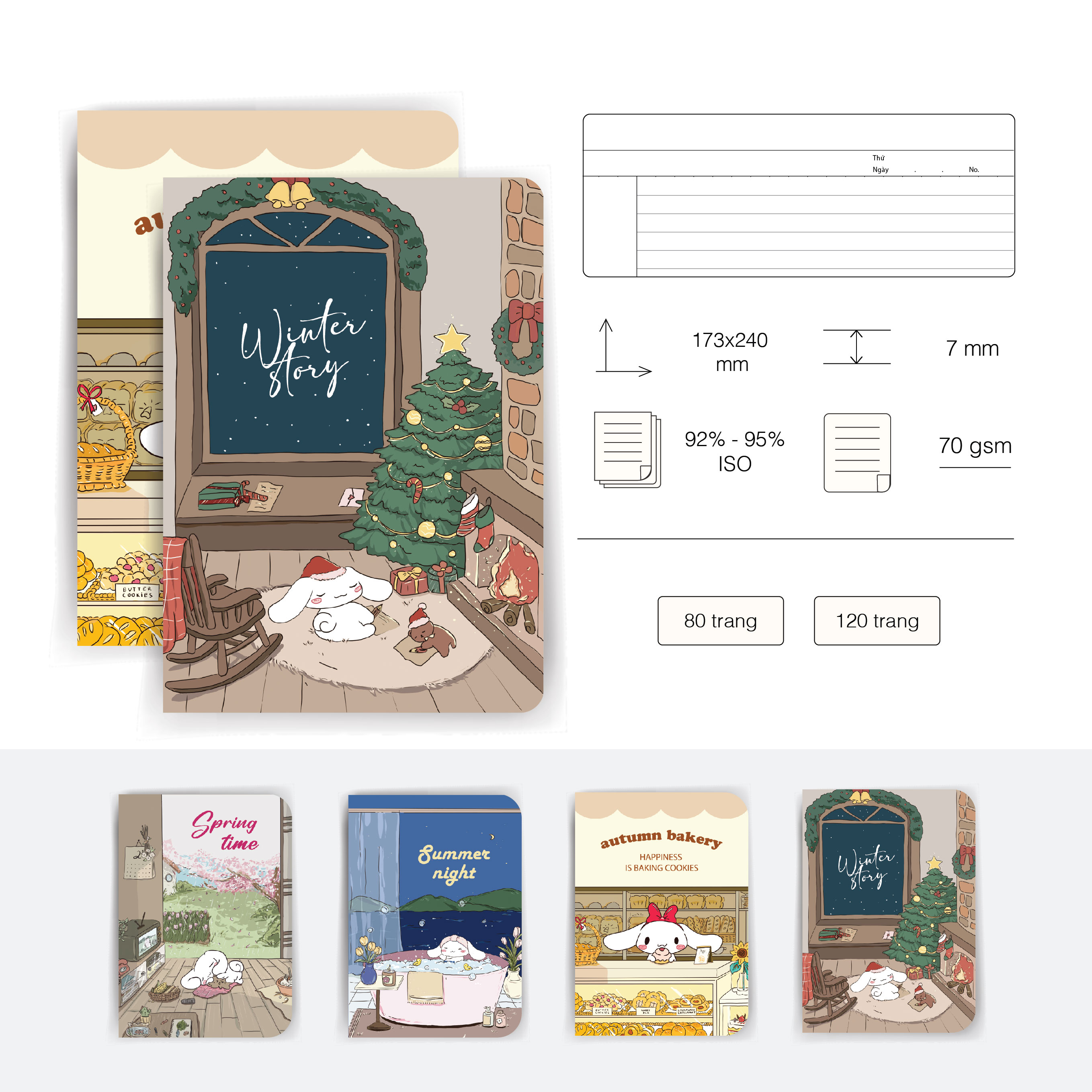 Vở kẻ ngang cao cấp FOUR SEASON 80-120 Trang, 70gsm