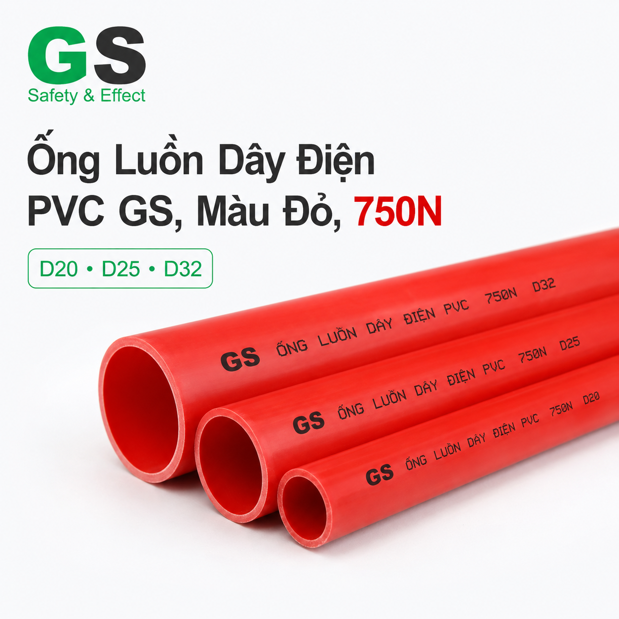 Ống Luồn Dây Điện PVC GS Màu Đỏ 750N