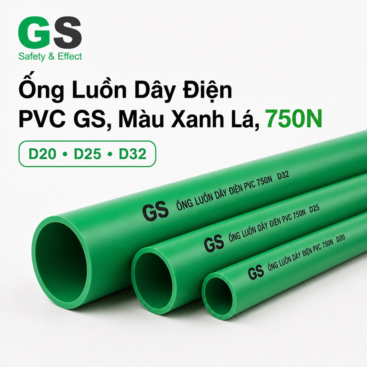 Ống Luồn Dây Điện PVC GS Màu Xanh Lá 750N