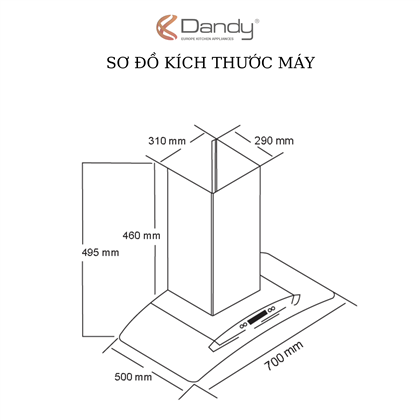 Máy hút khói khử mùi cao cấp DANDY DY-889